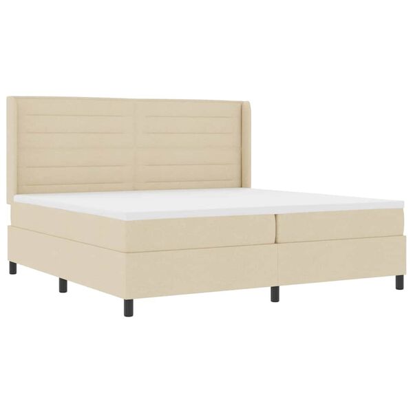 vidaXL Boxspringbett mit Matratze Creme 200 x 200 cm Stoff