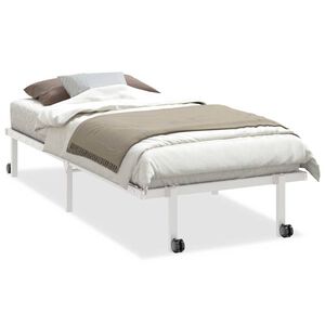 vidaXL Bettgestell ohne Matratze Klappbar Wei&szlig; 90x200 cm Stahl