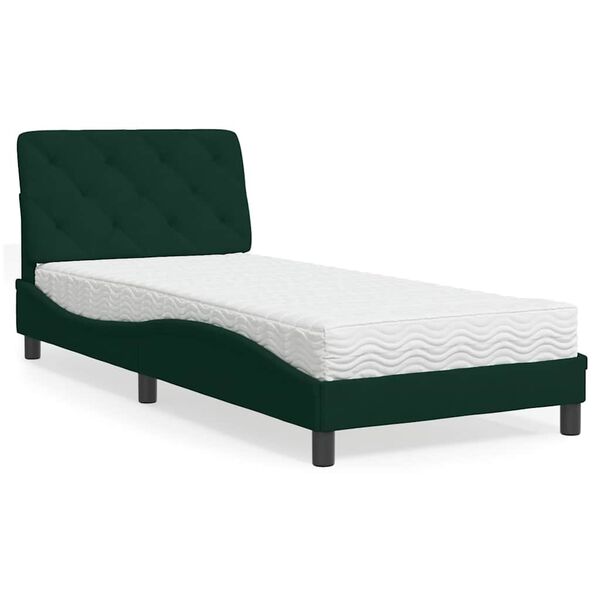 vidaXL Bett mit Matratze Dunkelgr&uuml;n 80x200 cm Samt