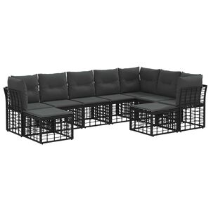 vidaXL Outdoor-Sofagarnitur Schwarz und Dunkelgrau Polyester