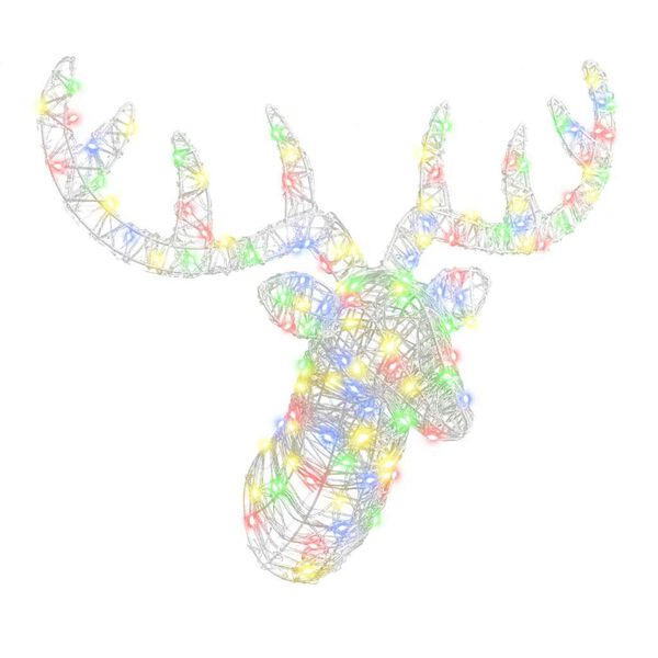 vidaXL Rentierkopf mit 140 LEDs Bunt 68 x 36,5 x 62,5 cm Acryl