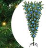 vidaXL Umgedrehter Kunst Weihnachtsbaum mit Kugelset Gr&uuml;n 120 cm PVC