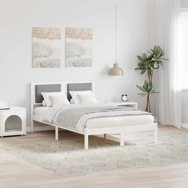 vidaXL Bettrahmen Hellgrau 120 x 190 cm Massives Kiefernholz