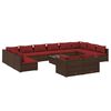 vidaXL 13-tlg. Garten-Lounge-Set mit Kissen Braun Poly Rattan