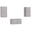 vidaXL 3-tlg. TV-Schrank-Set Betongrau Holzwerkstoff