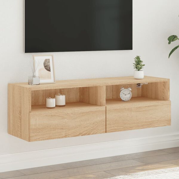 vidaXL TV-Wandschrank Sonoma-Eiche 100x30x30 cm Holzwerkstoff
