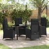 vidaXL Garten Essgruppe mit Kissen 5 pcs Schwarz Poly-Rattan