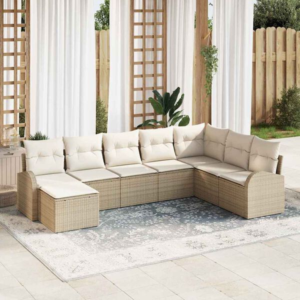 vidaXL Gartensofa-set mit Kissen 8 pcs Beige Poly Rattan
