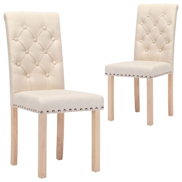 vidaXL Esszimmerst&uuml;hle 2 Stk. Creme Stoff