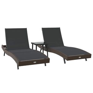 vidaXL Sonnenliege 3 stk. Poly-Rattan Braun