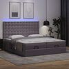 vidaXL Ottoman-Bett mit Matratzen & LEDs Grau 200x200 cm Kunstleder