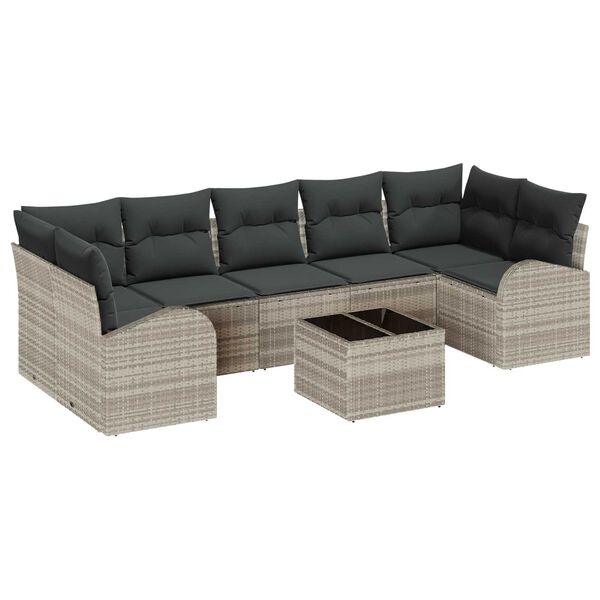 vidaXL Garten-Sofa-Set mit Kissen 8 pcs Hellgrau und Dunkelgrau