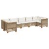 vidaXL 7-tlg. Garten-Sofagarnitur mit Kissen Beige Poly Rattan