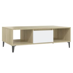 vidaXL Couchtisch Wei&szlig; und Sonoma-Eiche 103,5x60x35 cm Holzwerkstoff