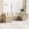 vidaXL Garten-Sofa-Set mit Kissen 6 pcs Beige und Wei&szlig; Poly Rattan