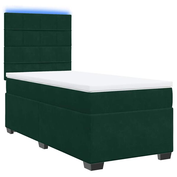 vidaXL Boxspringbett mit Matratze Dunkelgr&uuml;n 100x200 cm Samt