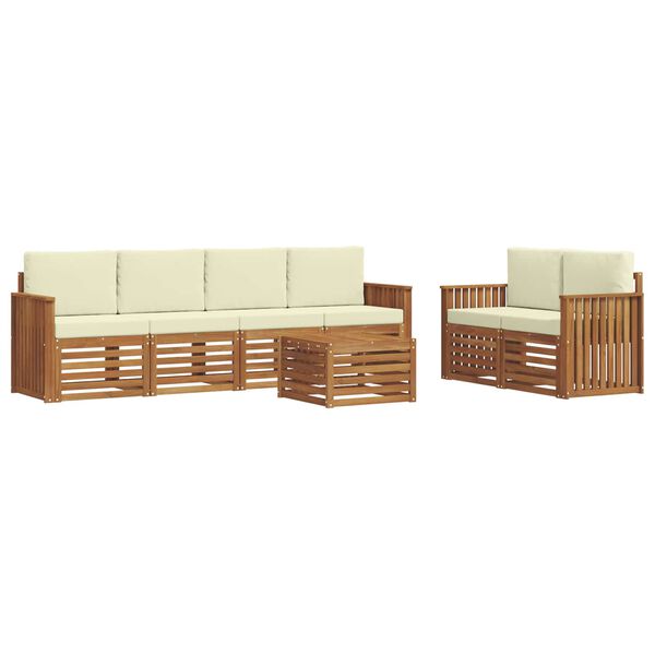 vidaXL Sofagarnituren 7 pcs Natur und Creme Massivholz Akazie