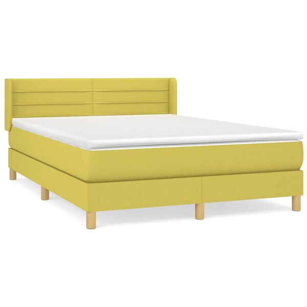 vidaXL Boxspringbett mit Matratze Gr&uuml;n 140x190 cm Stoff