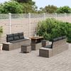 vidaXL Gartensofa-set mit Kissen mit Speicher 9 pcs Grau Poly Rattan