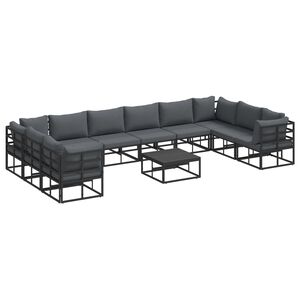 vidaXL Gartensofa-set 11 stk. Schwarz Aluminium
