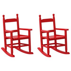 vidaXL Schaukelstuhl f&uuml;r Kinder 2 Stk. Rot Massivholz Pappel
