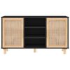 vidaXL Sideboard Schwarz 105x30x60 cm Massivholz Kiefer Natur-Rattan