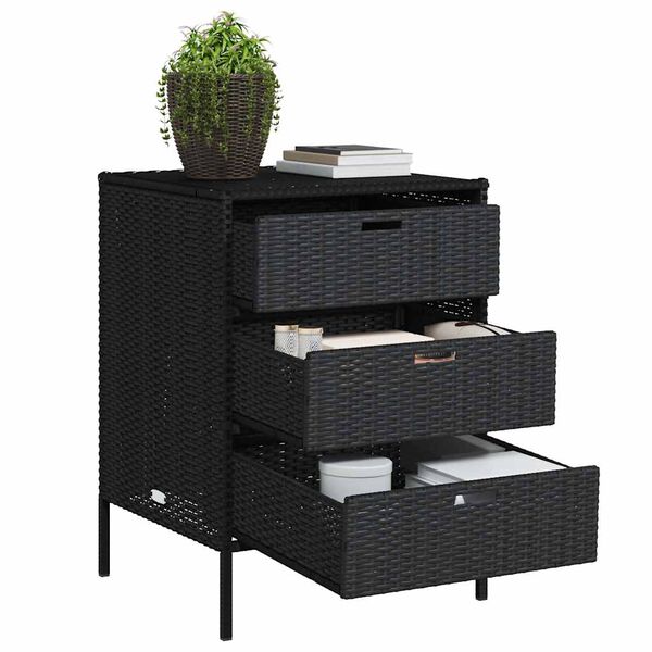 vidaXL Gartenschrank Schwarz 55x59x80 cm Poly Rattan