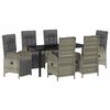 vidaXL Garten Essgruppe mit Kissen 7 pcs Grau Poly-Rattan