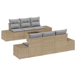 vidaXL Garten-Sofa-Set 8 stk. Beige und Grau Poly-Rattan