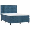 vidaXL Boxspringbett mit Matratze & LED Dunkelblau 140x200 cm Samt