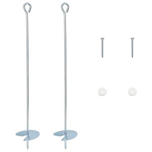 vidaXL Erdanker 2 pcs Silber &Oslash;10 x 60 cm Galvanisiertes Metall