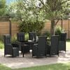 vidaXL Garten Essgruppe mit Kissen 7 pcs Schwarz Poly-Rattan