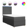 vidaXL Boxspringbett mit Matratze Dunkelgrau 90x200 cm Stoff