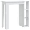 vidaXL Bartisch mit Regal Hochglanz-Wei&szlig; 102x50x103,5 cm Holzwerkstoff