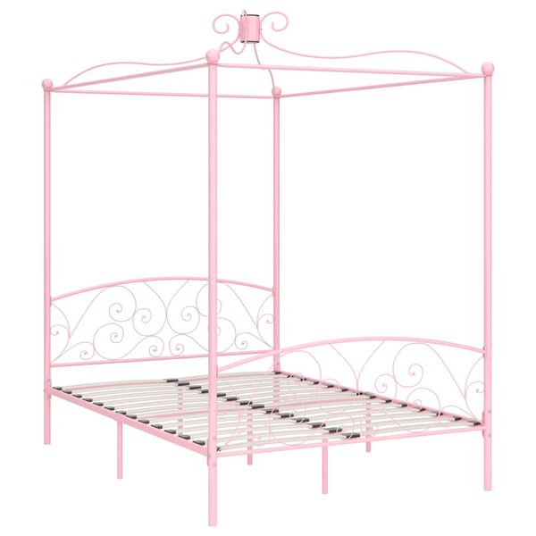 vidaXL Himmelbett-Gestell Rosa Metall 120 x 200 cm