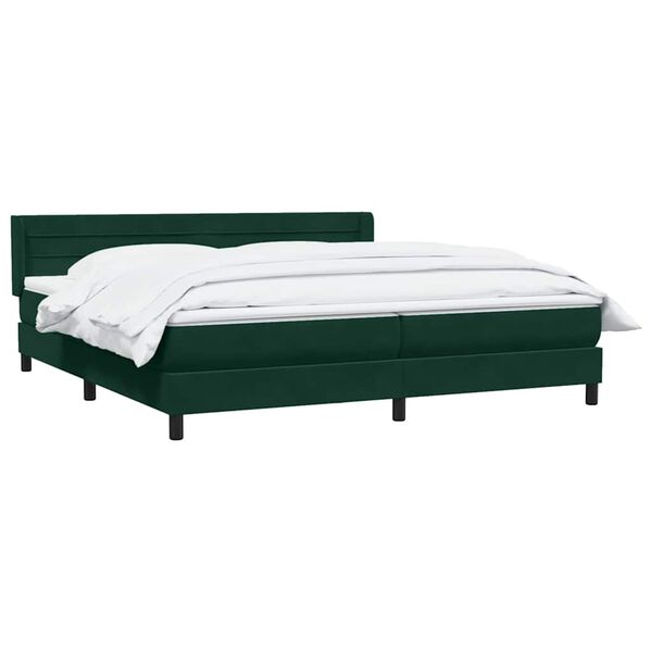 vidaXL Boxspringbett mit Matratze Dunkelgr&uuml;n 180x210 cm Samt