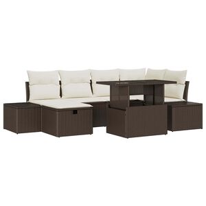 vidaXL Garten-Sofa-Set 7 pcs Braun Poly-Rattan