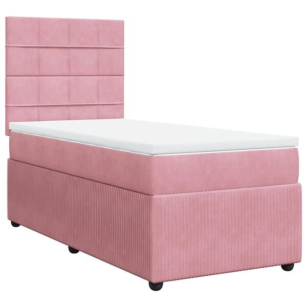 vidaXL Boxspringbett mit Matratze Rosa 90x190 cm Samt