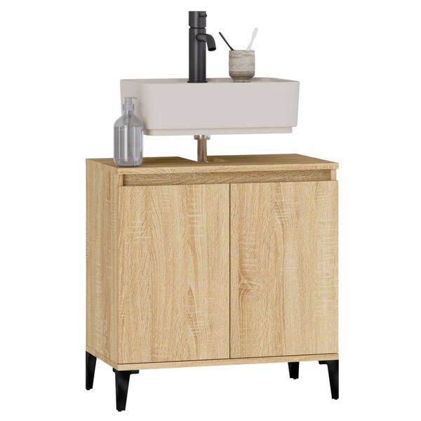 vidaXL Waschbeckenunterschrank Sonoma-Eiche 58x33x60 cm Holzwerkstoff