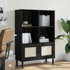 vidaXL B&uuml;cherschrank SENJA Rattan-Look Schwarz 90x35x130cm Kiefernholz