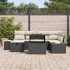 vidaXL Garten-Sofa-Set mit Kissen 7 pcs Schwarz Poly Rattan
