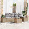 vidaXL Garten-Sofa-Set mit Kissen 6 pcs Beige und Hellgrau Poly Rattan