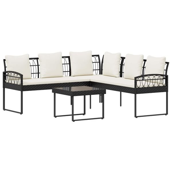 vidaXL Garten-Sofaset mit Kissen 2 pcs Schwarz Stahl