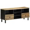 vidaXL TV-Schrank Schwarz 100x33,5x46 cm Raues Mangoholz