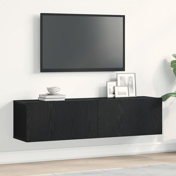 vidaXL TV-Schrank Schwarz Eichen-Optik 120x30x30,5 cm Holzwerkstoff