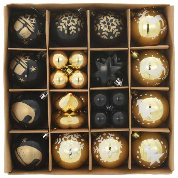 vidaXL Weihnachtskugel-Set 40 pcs Schwarz und Gold Kunststoff
