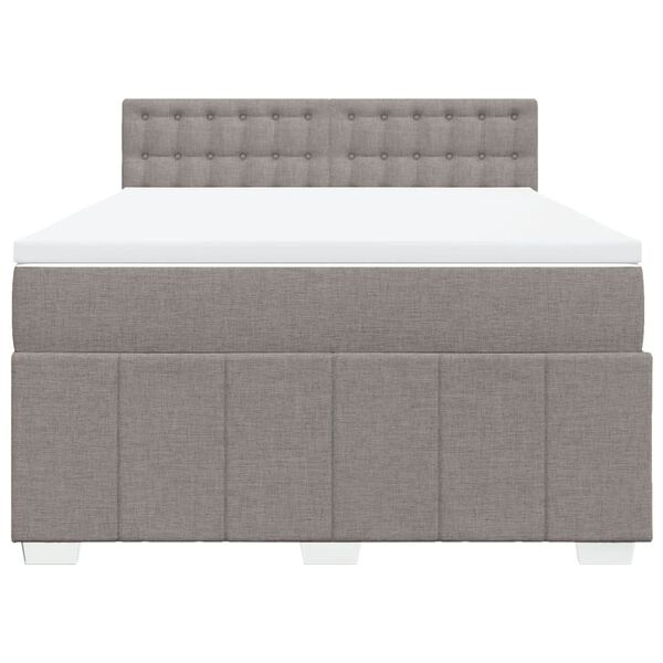 vidaXL Boxspringbett mit Matratze Taupe 140x200 cm Stoff