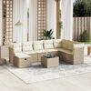 vidaXL 9-tlg. Garten-Sofagarnitur mit Kissen Beige Poly Rattan