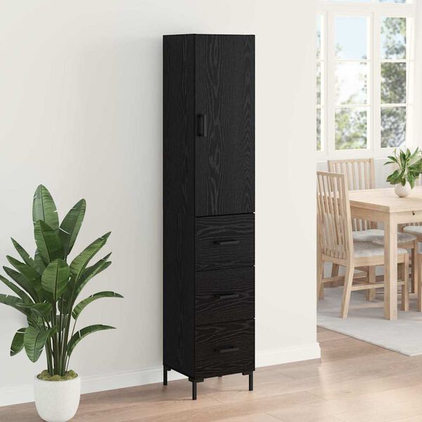 vidaXL Highboard Schwarz Eichen-Optik 34,5 x 34 x 180 cm Holzwerkstoff