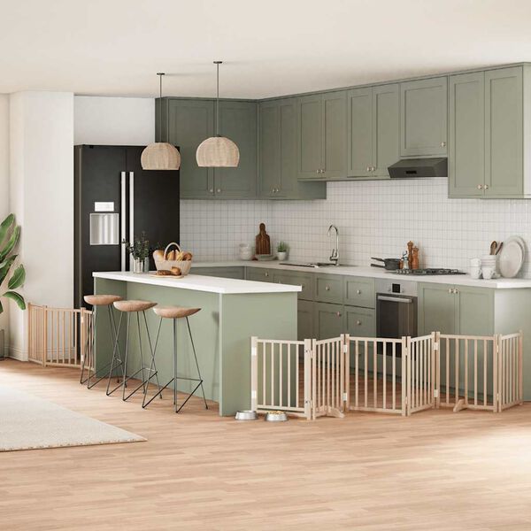 vidaXL 9-tlg. Hundetor mit T&uuml;r Faltbar 450 cm Pappelholz